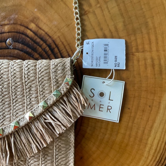 Sol and Mer Natural Straw Envelope Clutch/Shoulder Bag with Removable St… - Picture 4 of 9